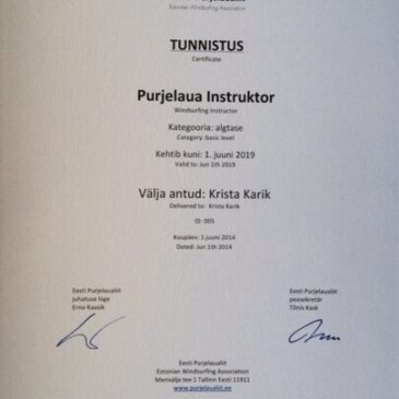 “Ametlikult atesteeritud purjelaua instruktor” 02.06.14